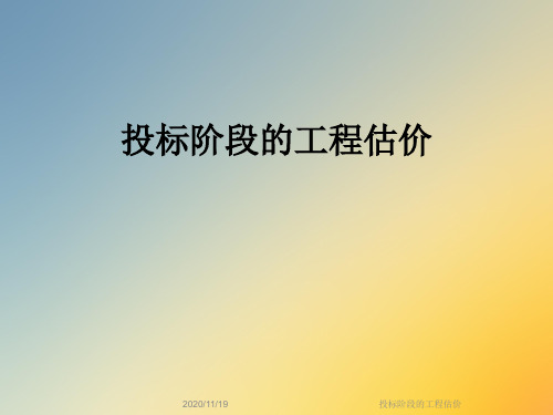 投标阶段的工程估价