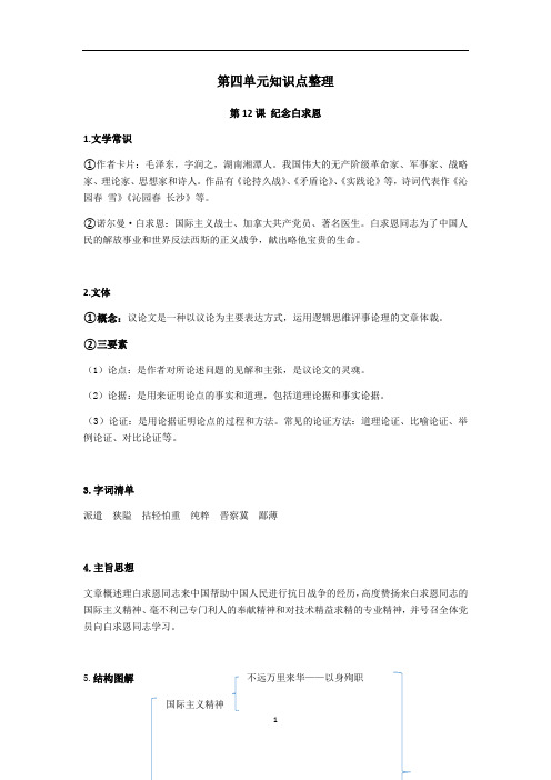 七年级语文上册第四单元知识点整理