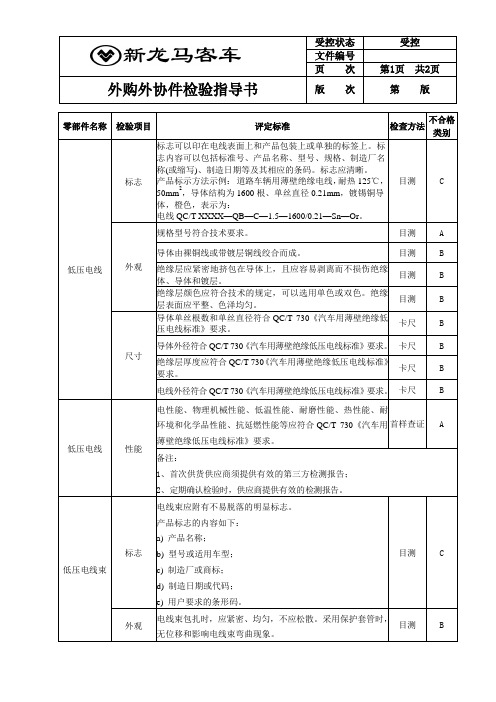 低压线束检验标准