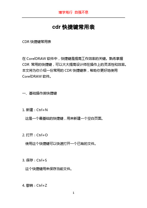 cdr快捷键常用表