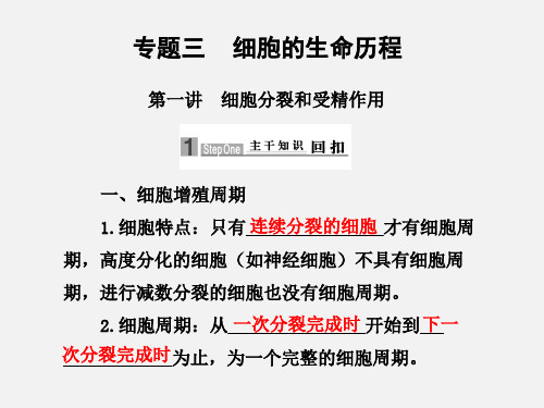 高考生物 二轮复习 第一讲 细胞分裂和受精作用