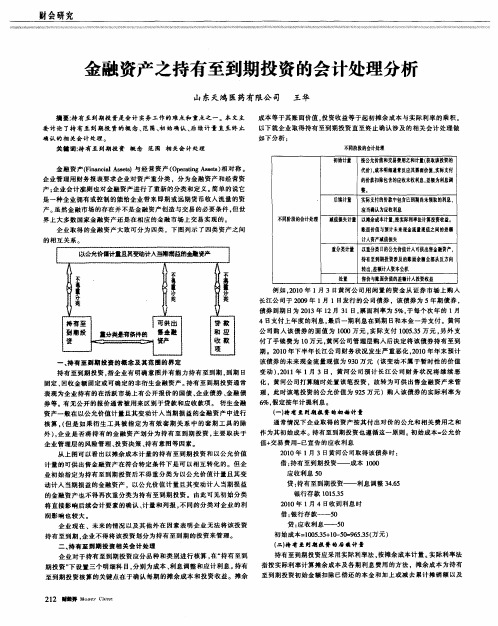 金融资产之持有至到期投资的会计处理分析