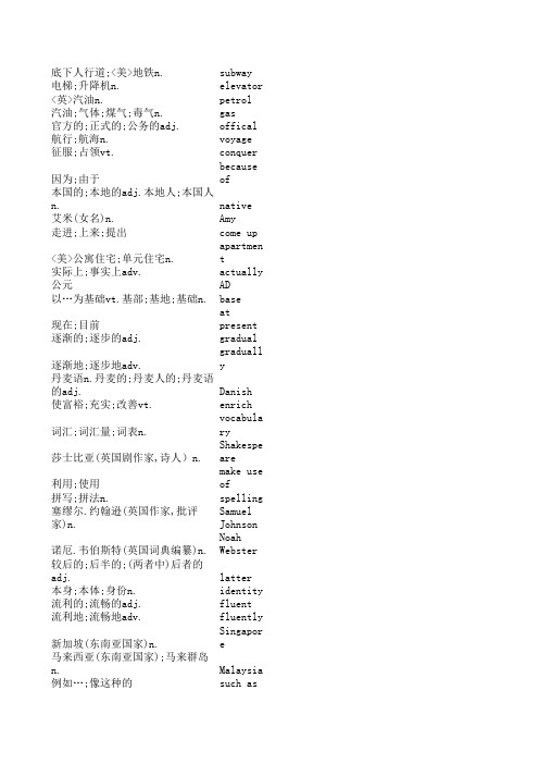 人教版 高中 课本 单词Book1Unit2