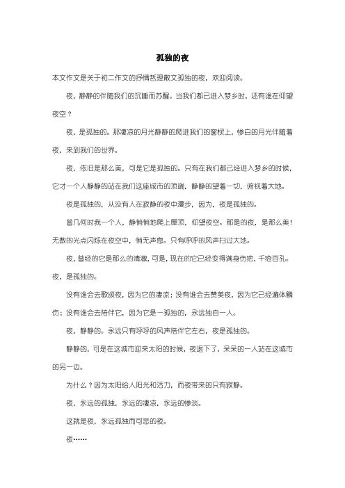 初中初二作文抒情哲理散文：孤独的夜