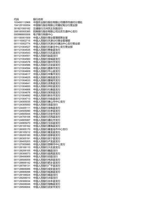 银行代码主数据导入模板 (1)