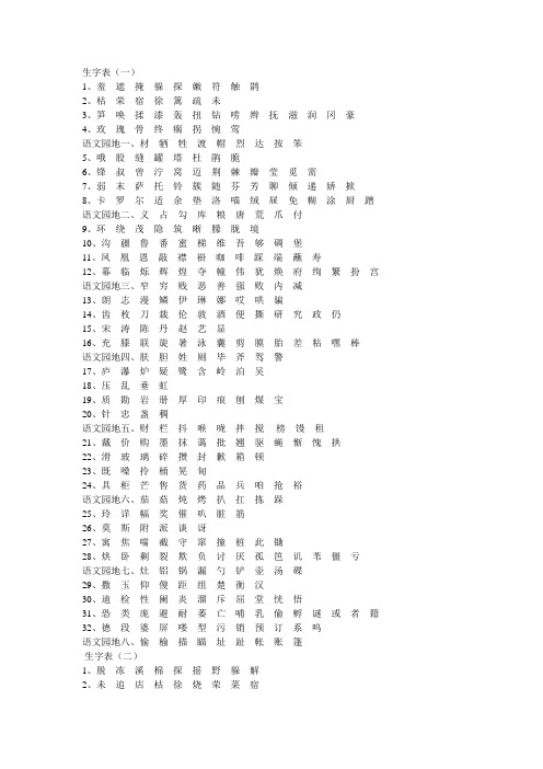 生字表