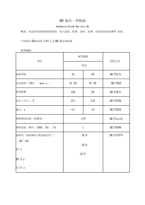 导轨油技术参数