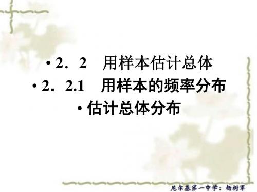 人教A版高中数学必修三课件：2.2.1 用样本的频率分布估计总体分布2 (2)