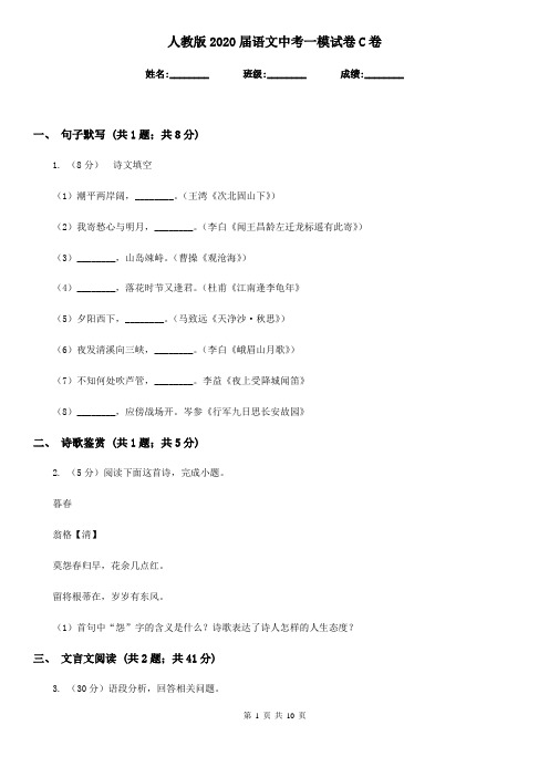 人教版2020届语文中考一模试卷C卷
