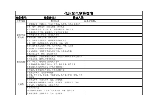 低压配电室检查表(暂行)