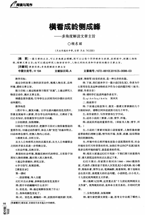 横看成岭侧成峰——多角度解读文章主旨