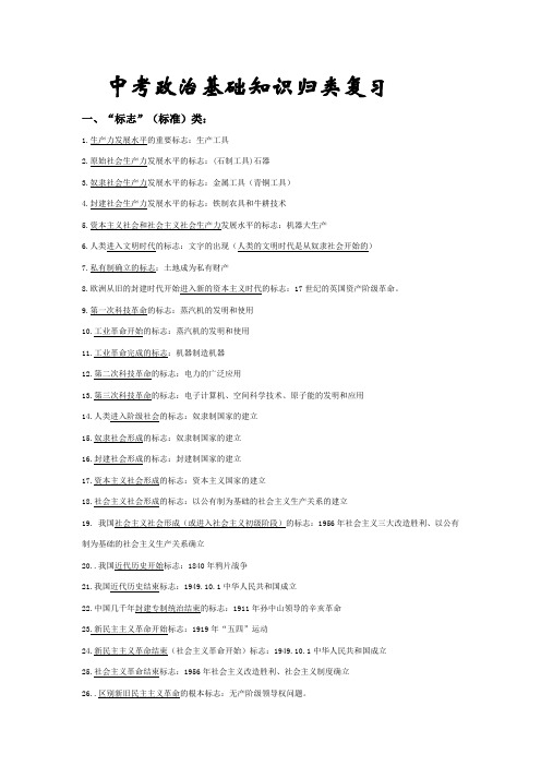 【初三政史地】中考政治基础知识归类复习(共23页)