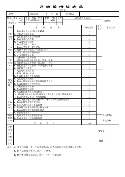 绩效考核表单-导购