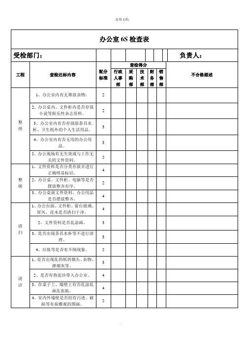 办公室6S管理检查表