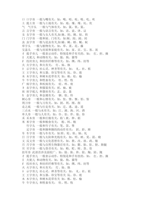 部首表示的意思