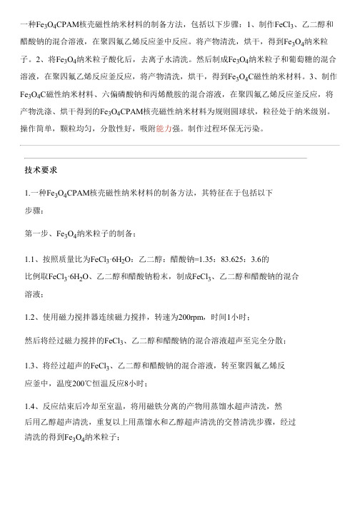 Fe3O4CPAM核壳磁性纳米材料的设备制作方法与制作流程