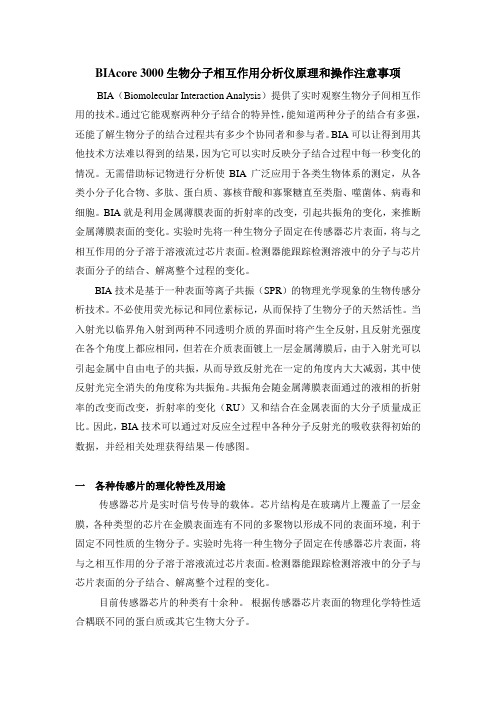 BIAcore 3000生物分子相互作用分析仪原理和操作注意事项