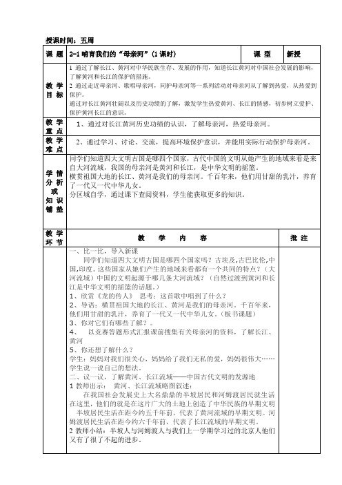 2-1哺育我们的“母亲河”(1课时)