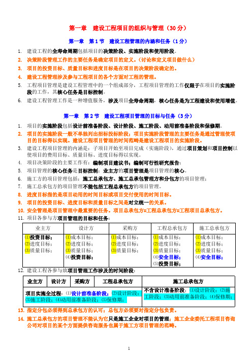 2019年一建《管理》考前必背知识点(强烈推荐)