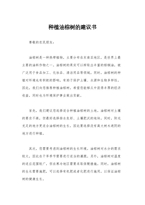 种植油棕树的建议书