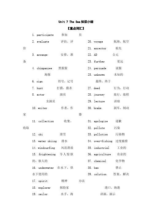 北师大版高中英语模块3unit7知识点小结