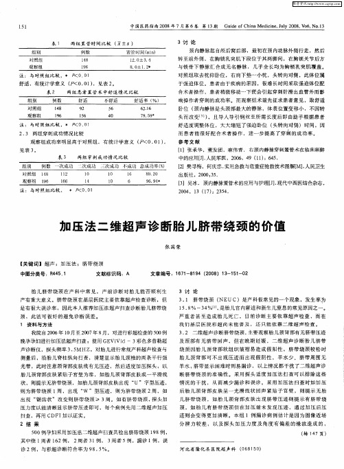 加压法二维超声诊断胎儿脐带绕颈的价值