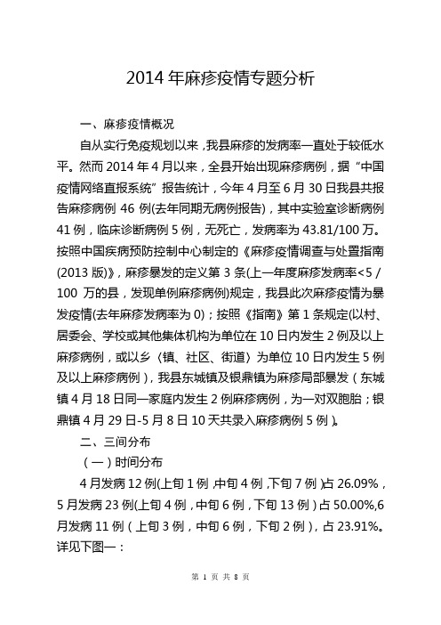 XX县2014年麻疹疫情专题分析