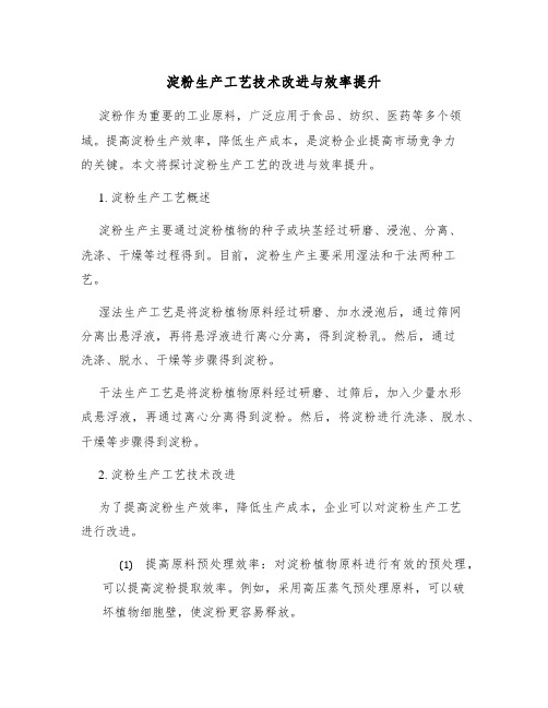 淀粉生产工艺技术改进与效率提升