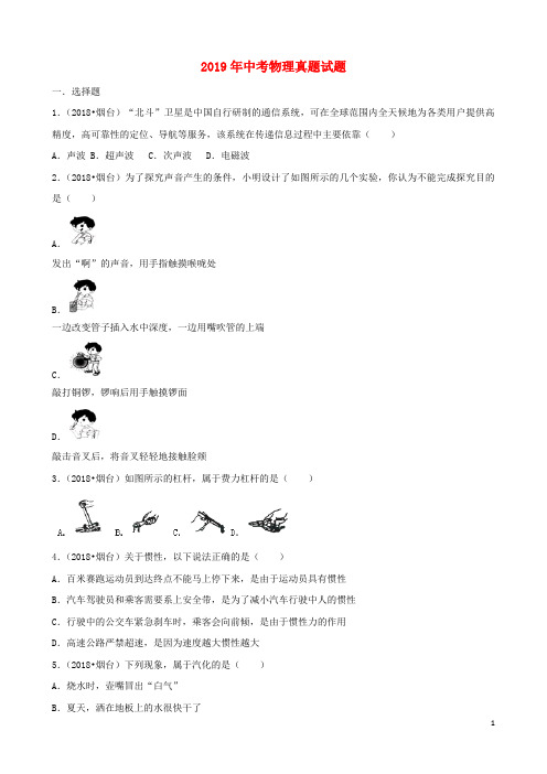 (暑期一日一练)2020年中考物理真题试题(含解析) 新版 人教版