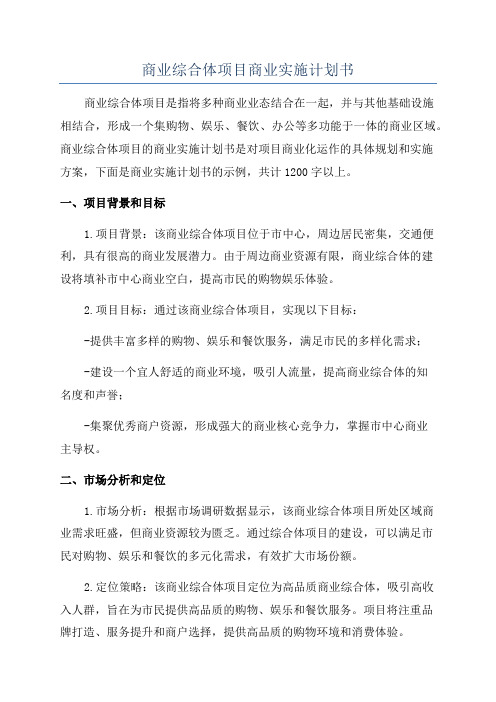 商业综合体项目商业实施计划书