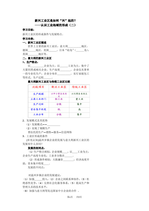 高考地理人教版总复习专题学案 新兴工业区是如何“兴”起的？