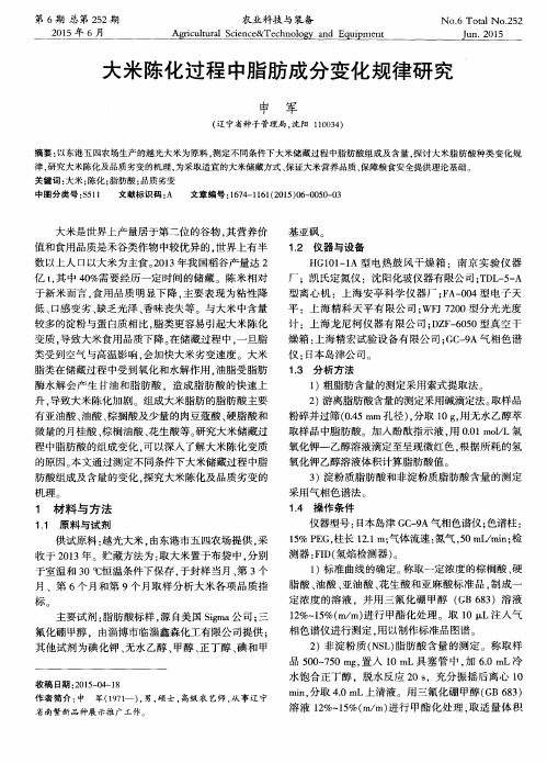 大米陈化过程中脂肪成分变化规律研究