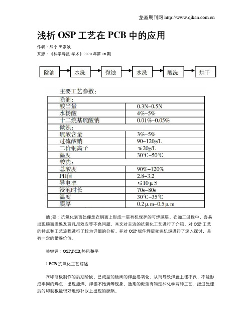浅析OSP工艺在PCB中的应用