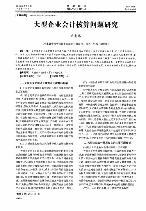 大型企业会计核算问题研究
