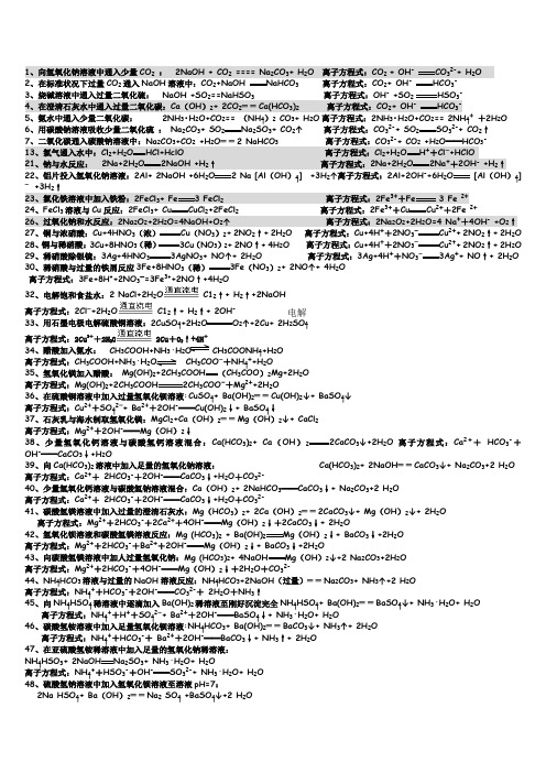 高中化学离子方程式大全
