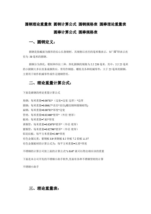 圆钢理论重量
