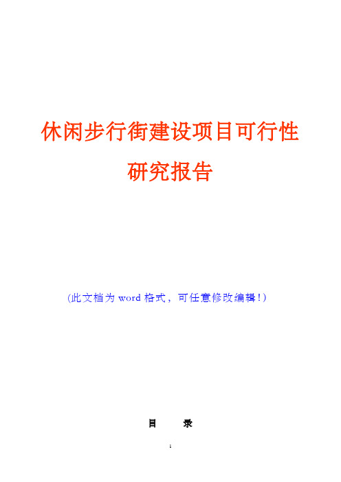休闲步行街建设项目可行性研究报告(完美版)