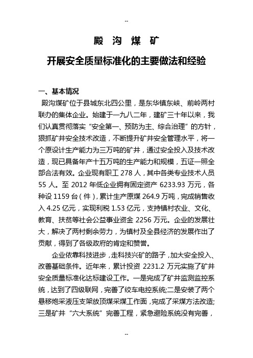 开展安全质量标准化的主要做法和经验