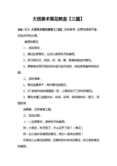 大班美术菊花教案【三篇】