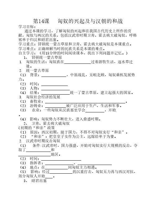 第14课   匈奴的兴起及与汉朝的和战