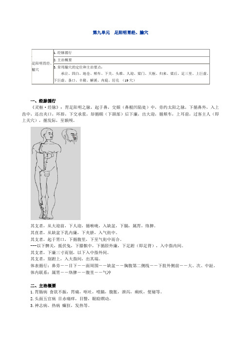 第九单元足阳明胃经、腧穴
