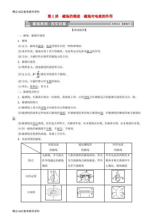 【配套K12】[学习]2019高考物理一轮复习 第九章 磁场 第1讲 磁场的描述 磁场对电流的作用学