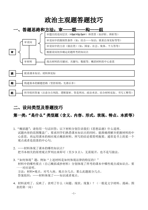 政治主观题答题技巧