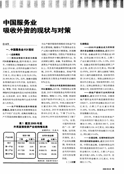 中国服务业吸收外资的现状与对策
