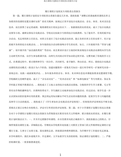 执行课程计划情况专项检查自查报告计划