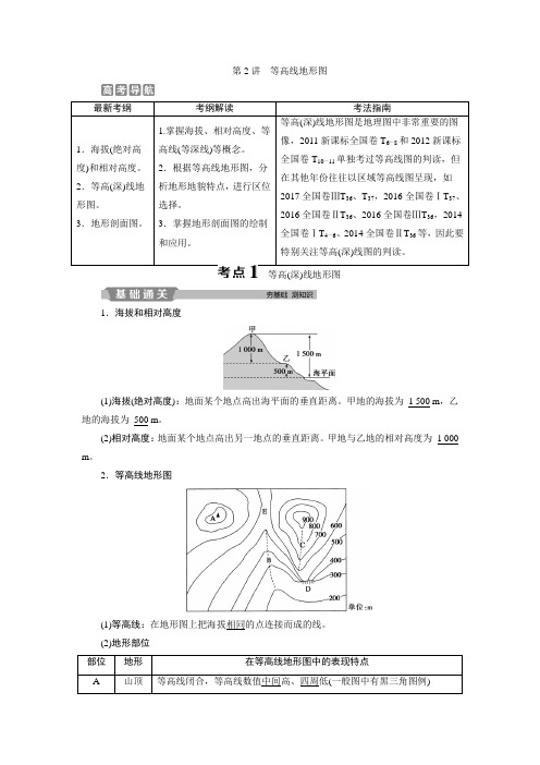 2019版优化方案高考地理一轮复习  第2讲 等高线地形图