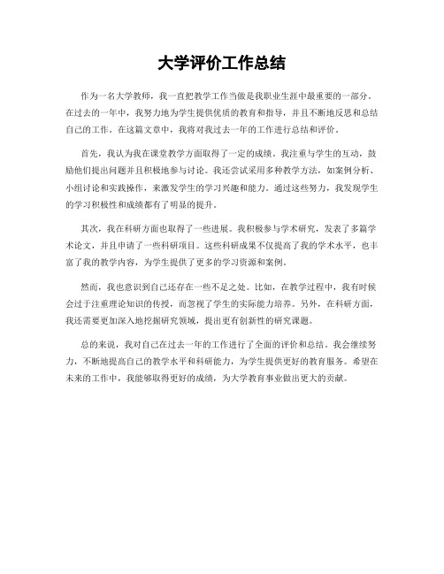 大学评价工作总结
