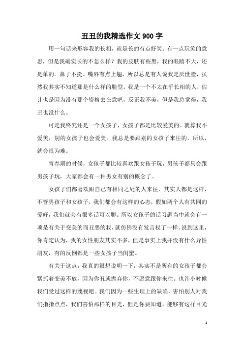 丑丑的我精选作文900字