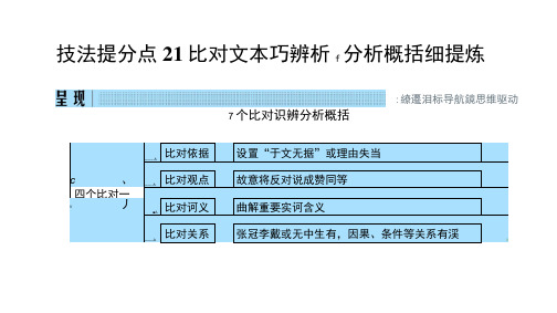 (浙江专用)高考语文二轮培优第三部分古代诗文阅读专题四文言文阅读技法提分点21比对文本巧辨析,分析概