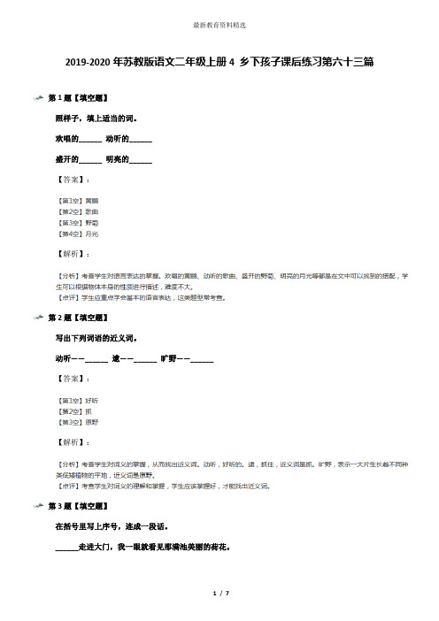 2019-2020年苏教版语文二年级上册4 乡下孩子课后练习第六十三篇